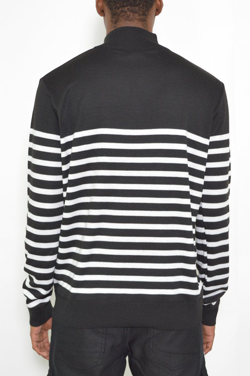 QUARTER ZIP STRIPE POLLUVER - buyzen