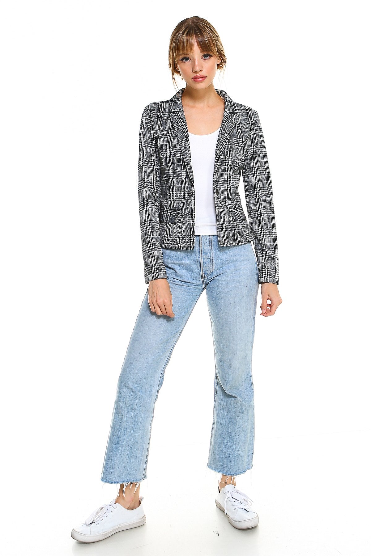 Point Plaid Blazer - buyzen