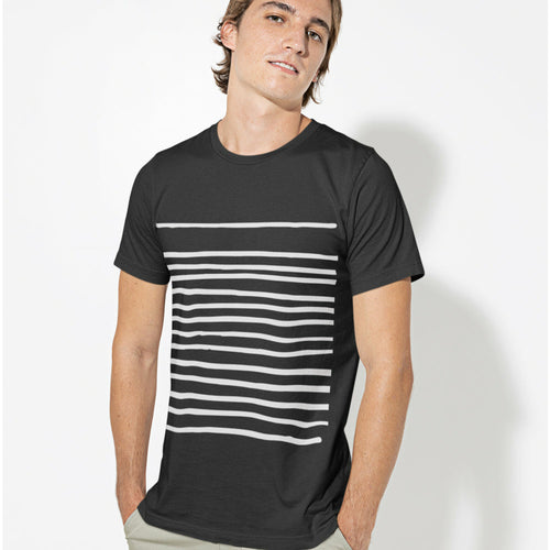 Load image into Gallery viewer, Mens T-Shirt with Lines in Black - buyzen
