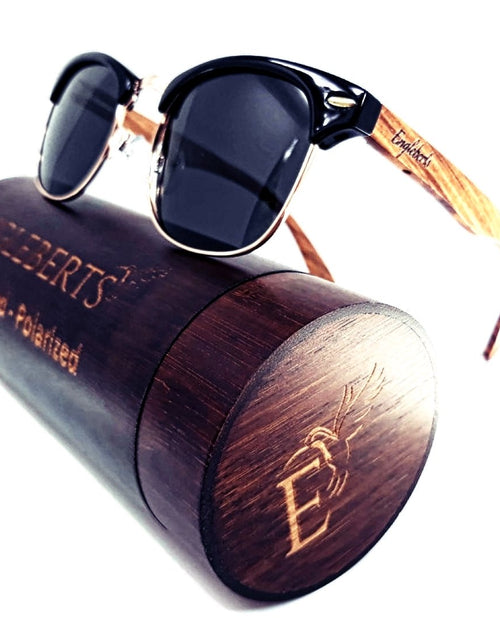 Load image into Gallery viewer, Real Walnut Wood Club Style Sunglasses With Bamboo Case, Polarized - buyzen
