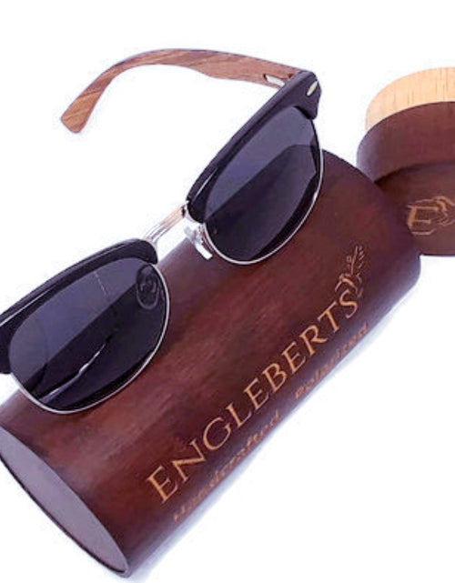 Load image into Gallery viewer, Real Walnut Wood Club Style Sunglasses With Bamboo Case, Polarized - buyzen
