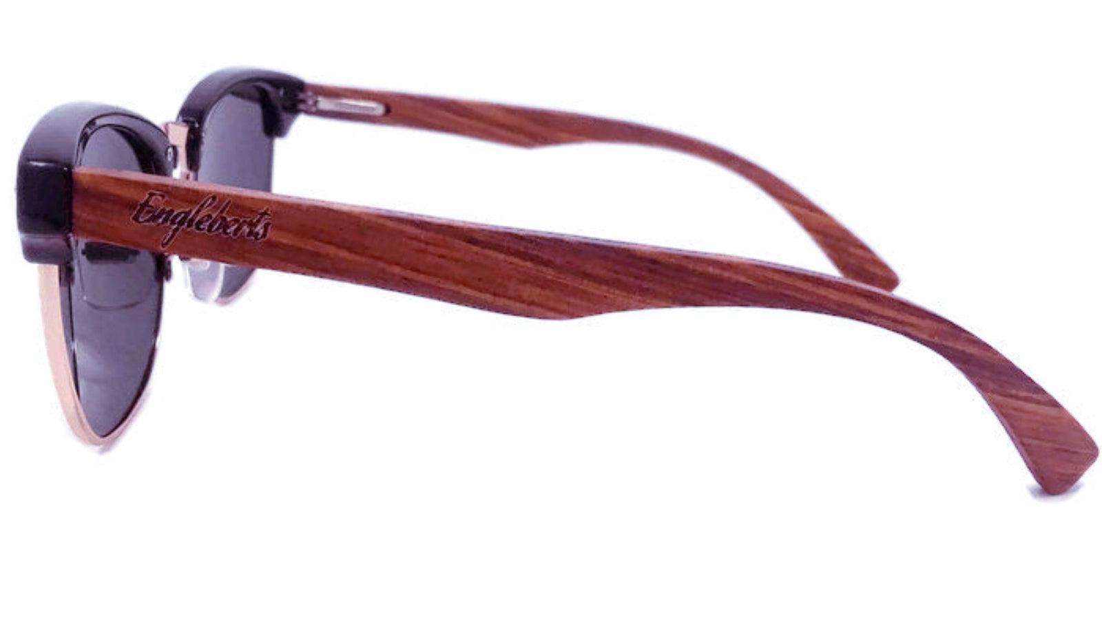 Real Walnut Wood Club Style Sunglasses With Bamboo Case, Polarized - buyzen