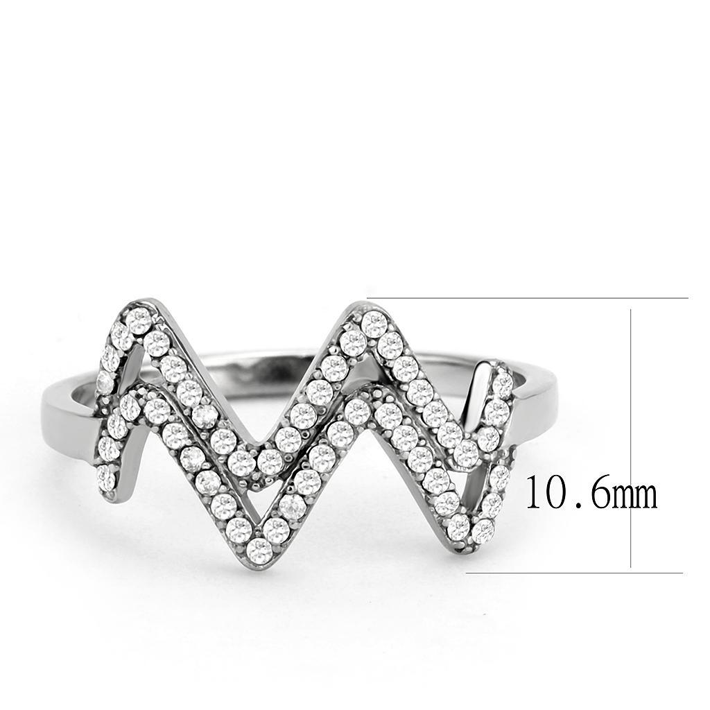 DA339 - No Plating Stainless Steel Ring with AAA Grade CZ in Clear - buyzen