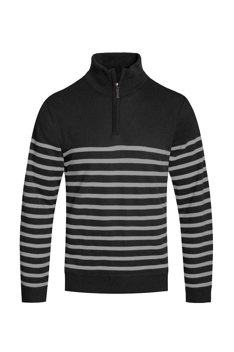 QUARTER ZIP STRIPE POLLUVER - buyzen