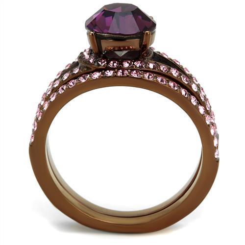 Load image into Gallery viewer, TK2745 - IP Coffee light Stainless Steel Ring with Top Grade Crystal - buyzen
