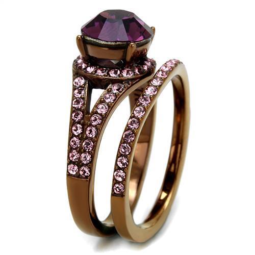 Load image into Gallery viewer, TK2745 - IP Coffee light Stainless Steel Ring with Top Grade Crystal - buyzen
