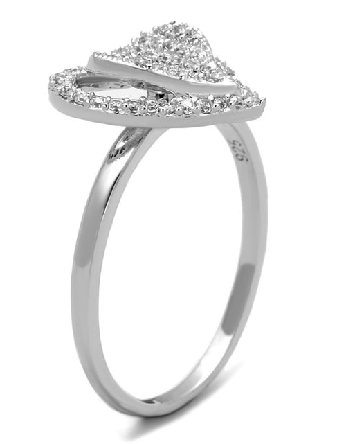 Load image into Gallery viewer, TS192 - Rhodium 925 Sterling Silver Ring with AAA Grade CZ in Clear - buyzen
