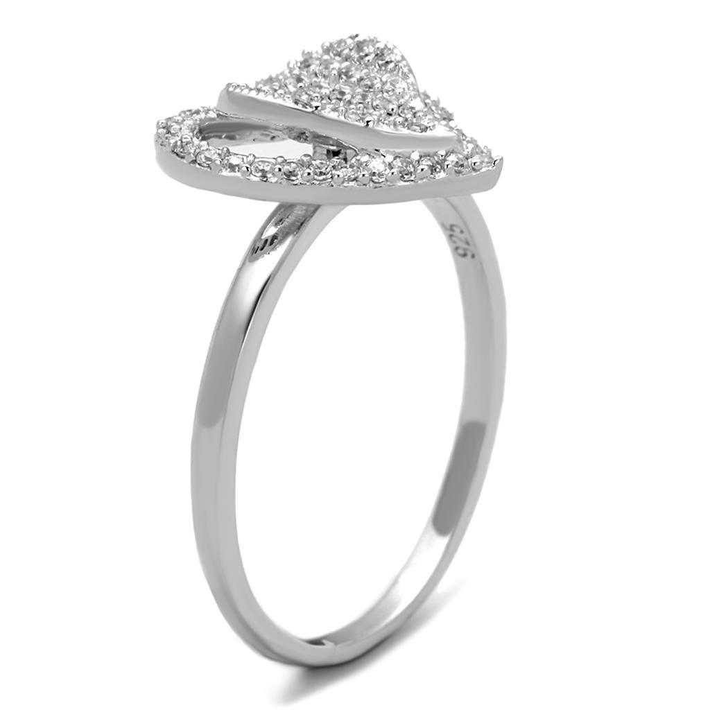 TS192 - Rhodium 925 Sterling Silver Ring with AAA Grade CZ in Clear - buyzen