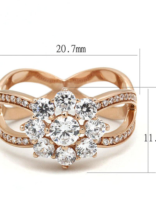 Load image into Gallery viewer, TS586 - Rose Gold 925 Sterling Silver Ring with AAA Grade CZ in Clear - buyzen
