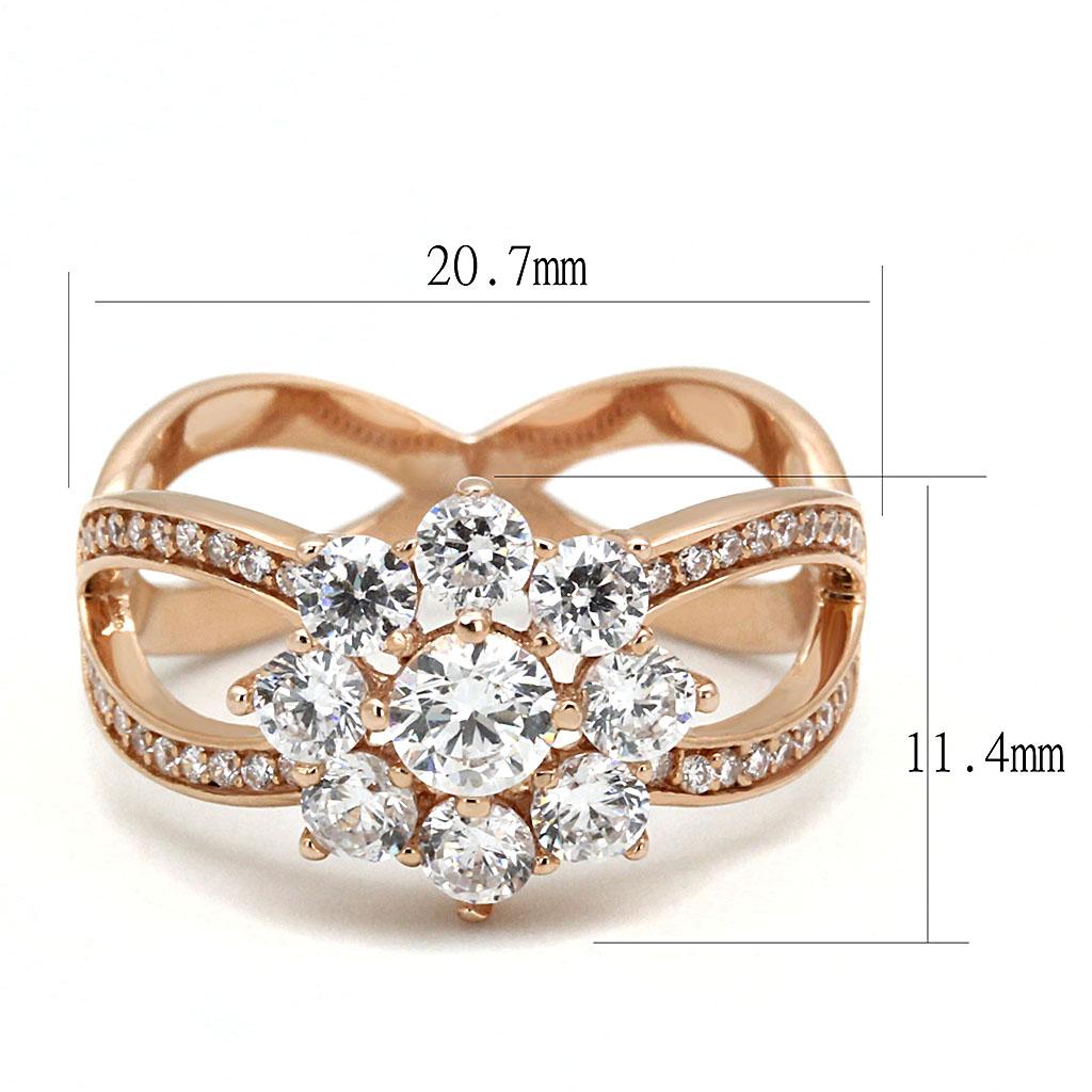 TS586 - Rose Gold 925 Sterling Silver Ring with AAA Grade CZ in Clear - buyzen