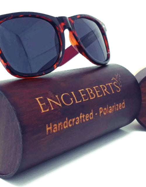 Load image into Gallery viewer, Red Bamboo Tortoise Framed Sunglasses With Wood Case, Artisan Engraved - buyzen
