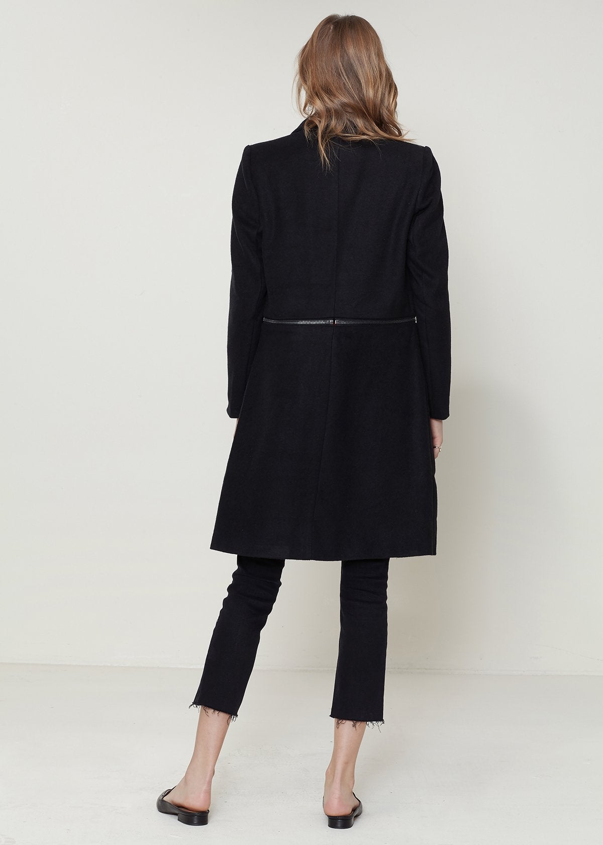 Women's Wool-blended Open Front Jacket In Black - buyzen