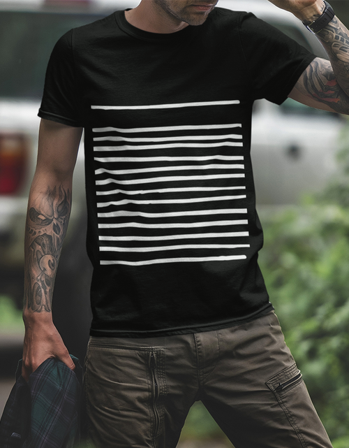 Load image into Gallery viewer, Mens T-Shirt with Lines in Black - buyzen
