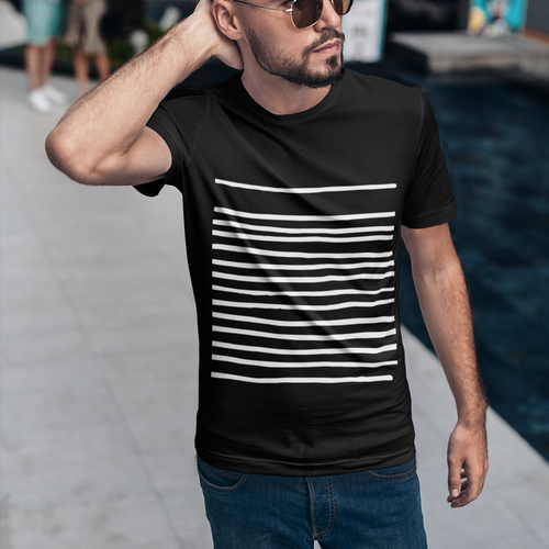 Load image into Gallery viewer, Mens T-Shirt with Lines in Black - buyzen
