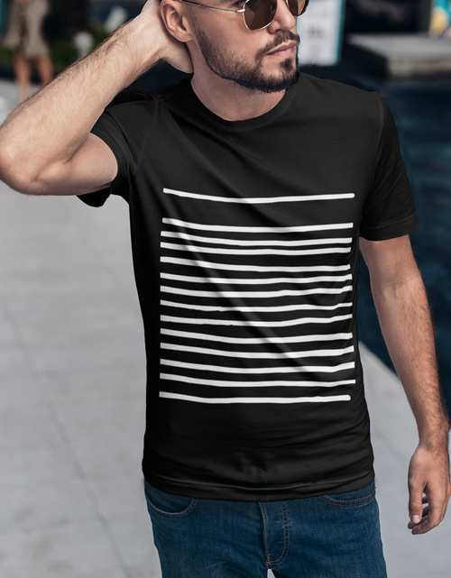 Load image into Gallery viewer, Mens T-Shirt with Lines in Black - buyzen
