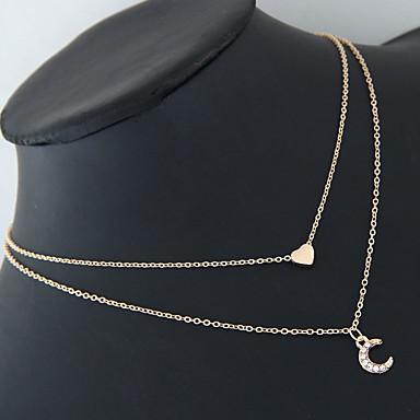 Moon and Heart Two Layer Necklace - buyzen