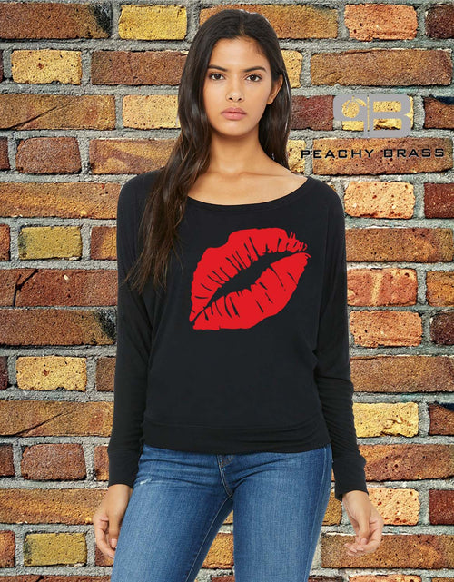 Load image into Gallery viewer, Women Off The Shoulder Lips Shirt - buyzen
