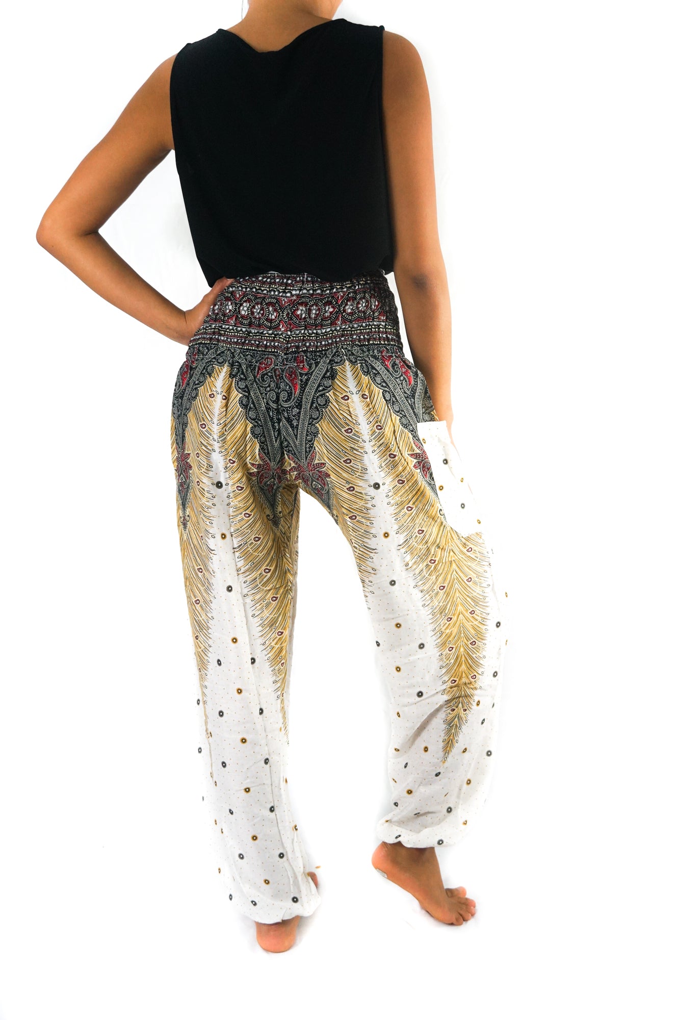 WHITE PEACOCK Women Boho Pants Hippie Pants Yoga - buyzen