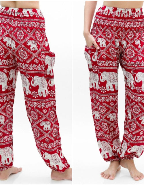 Load image into Gallery viewer, Burgundy ELEPHANT Pants Women Boho Pants Hippie Pants Yoga - buyzen
