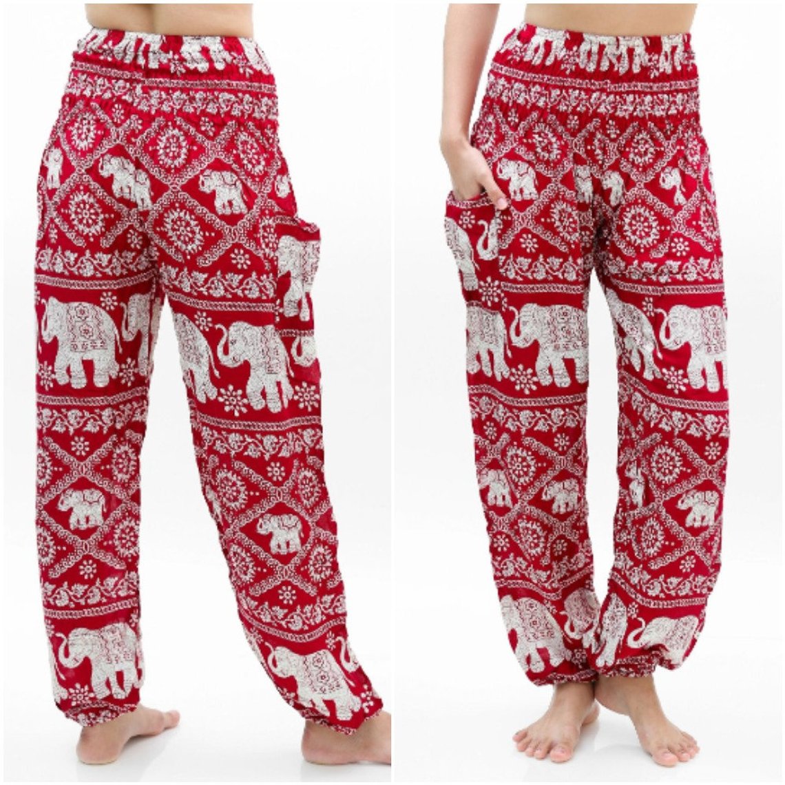 Burgundy ELEPHANT Pants Women Boho Pants Hippie Pants Yoga - buyzen