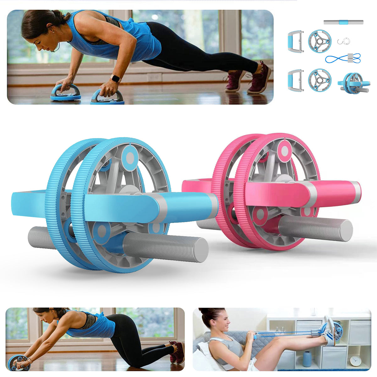 Multifunctional Abdominal Wheel Pull Strap Gym Fitness Training Set - buyzen