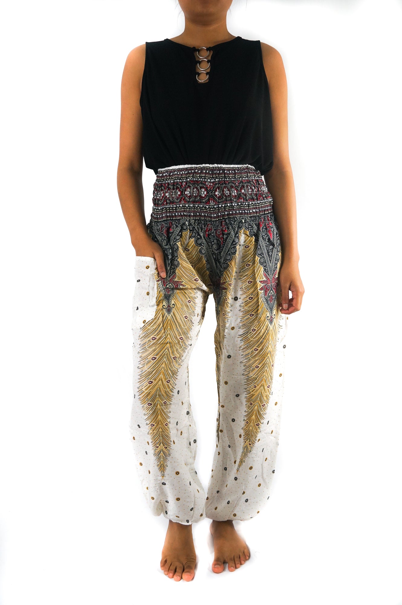 WHITE PEACOCK Women Boho Pants Hippie Pants Yoga - buyzen