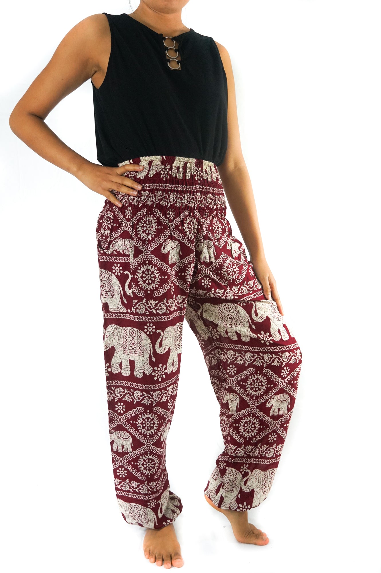 Burgundy ELEPHANT Pants Women Boho Pants Hippie Pants Yoga - buyzen