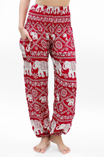 Load image into Gallery viewer, Burgundy ELEPHANT Pants Women Boho Pants Hippie Pants Yoga - buyzen
