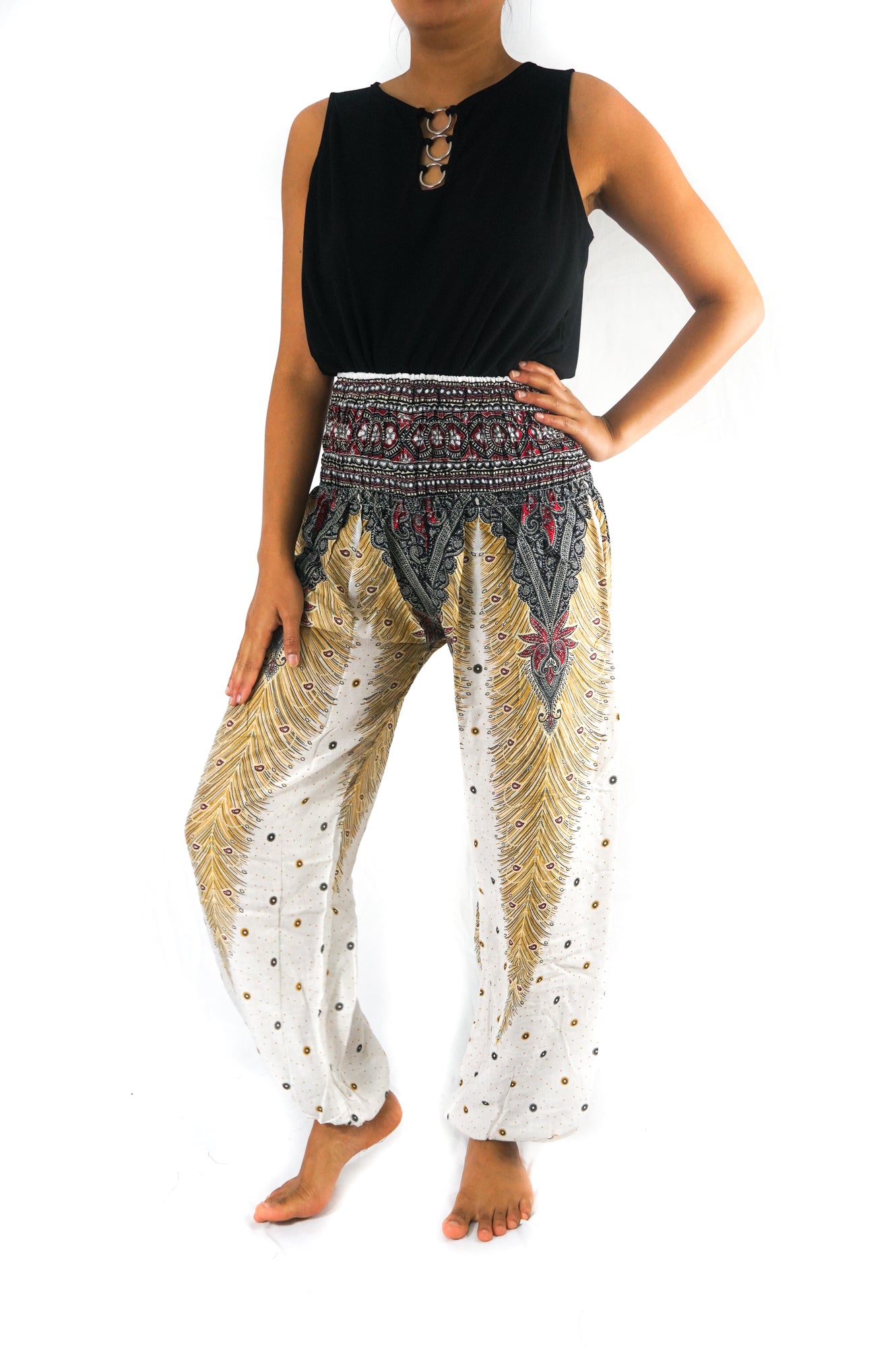 WHITE PEACOCK Women Boho Pants Hippie Pants Yoga - buyzen