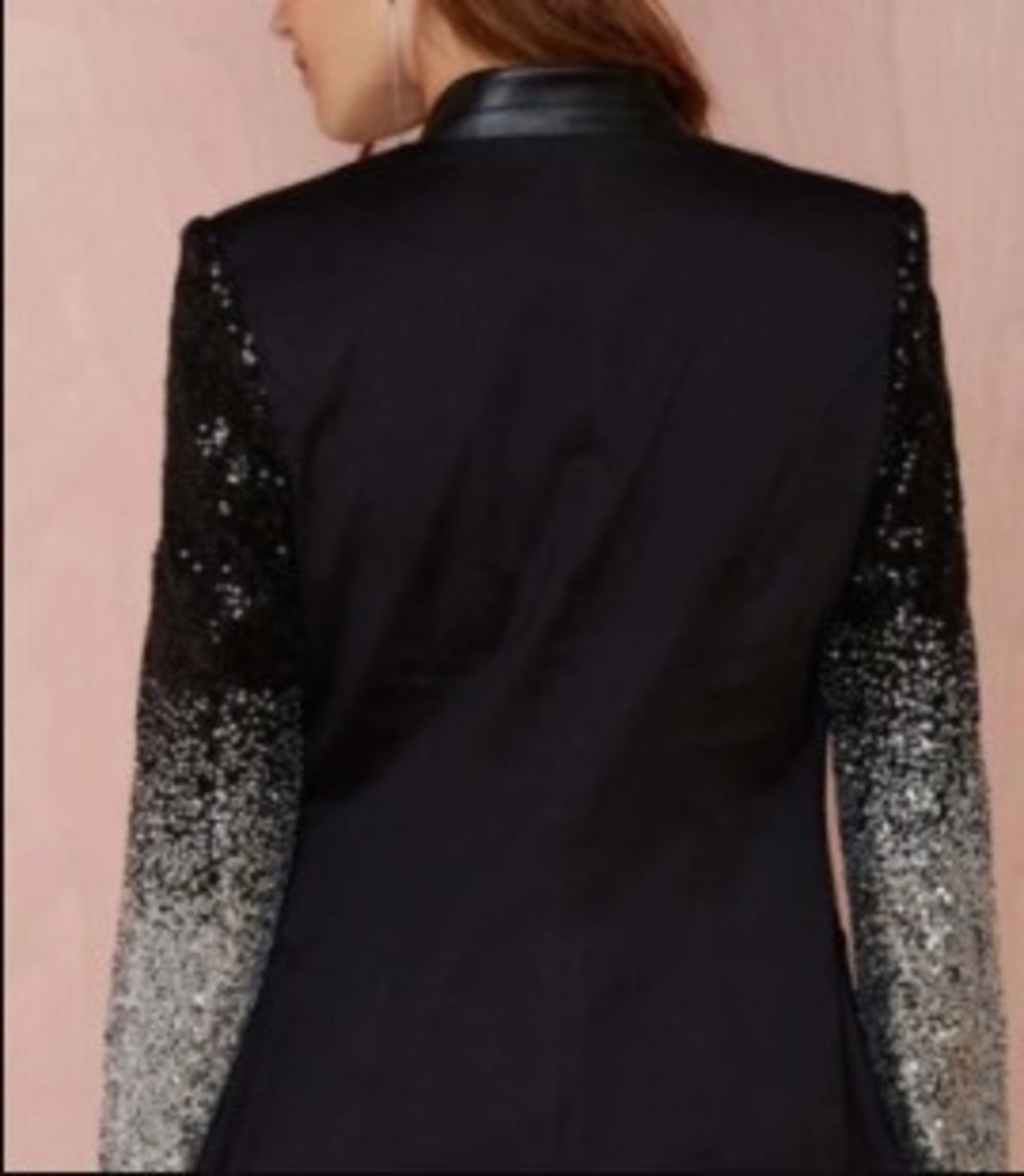 Womens Blazer with Sequins Sleeve - buyzen