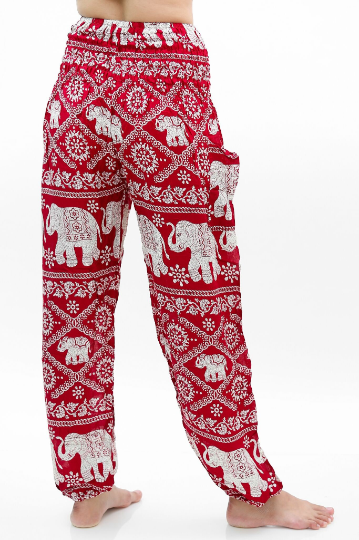 Load image into Gallery viewer, Burgundy ELEPHANT Pants Women Boho Pants Hippie Pants Yoga - buyzen
