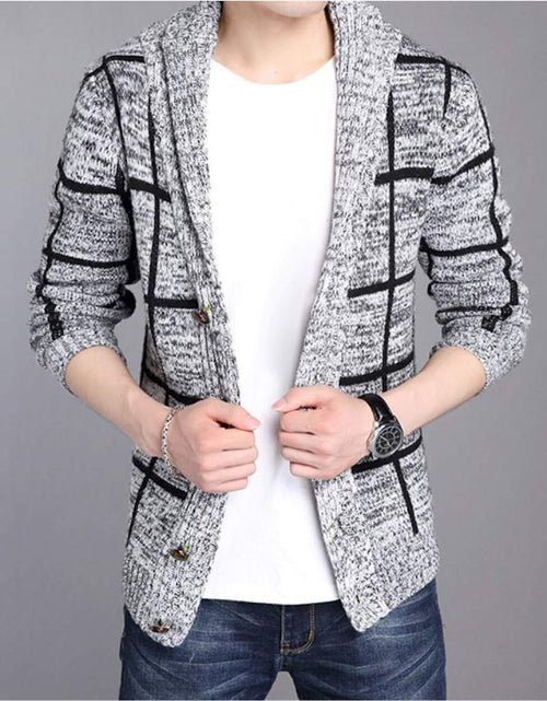 Load image into Gallery viewer, Mens Shawl Collar Gray Cardigan - buyzen
