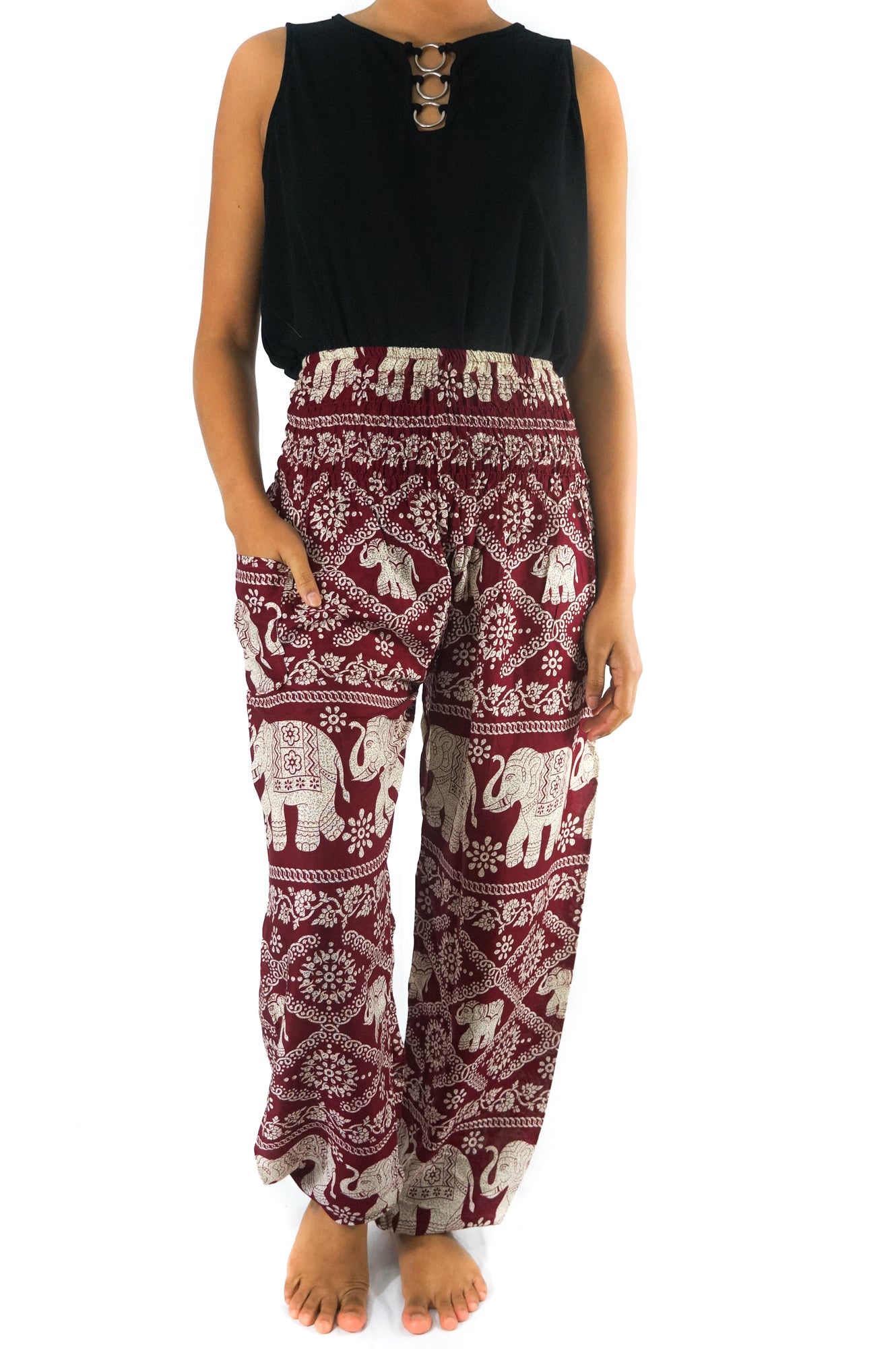 Burgundy ELEPHANT Pants Women Boho Pants Hippie Pants Yoga - buyzen