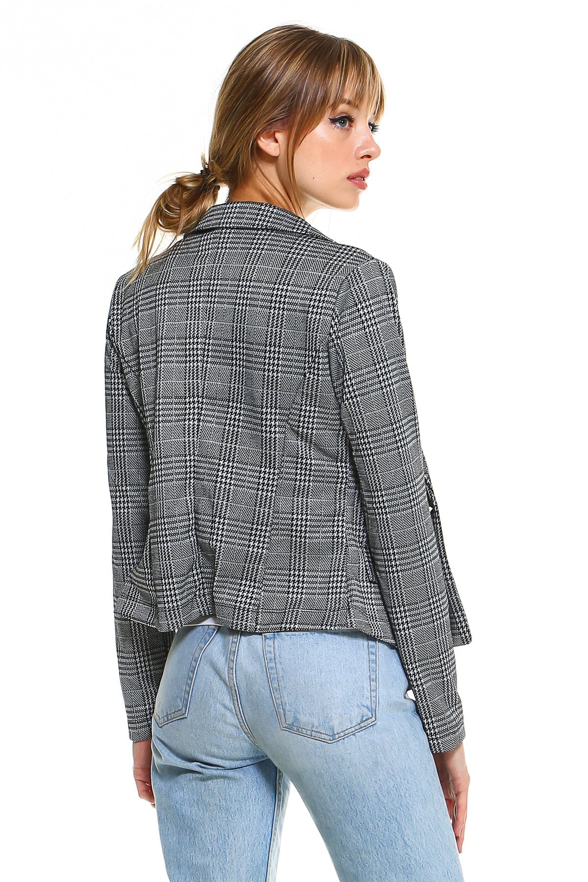 Point Plaid Blazer - buyzen