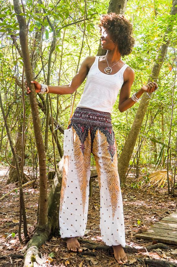 WHITE PEACOCK Women Boho Pants Hippie Pants Yoga - buyzen