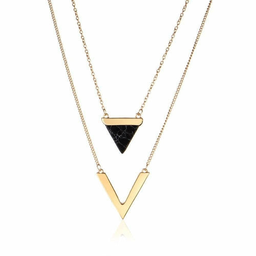 Load image into Gallery viewer, Marble Chevron Double Layer Necklace - buyzen
