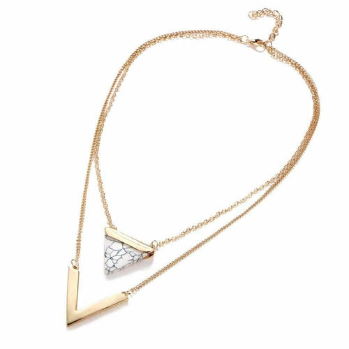 Load image into Gallery viewer, Marble Chevron Double Layer Necklace - buyzen
