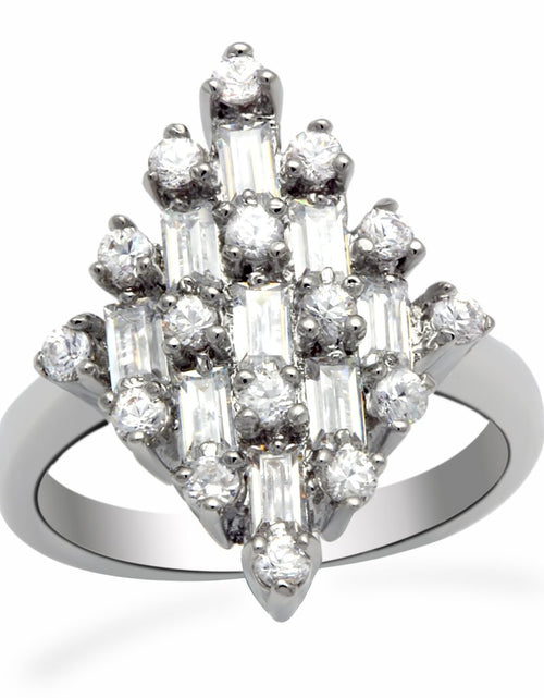 Load image into Gallery viewer, LO2061 - Rhodium Brass Ring with AAA Grade CZ in Clear - buyzen
