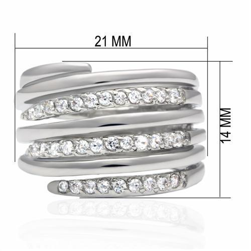 Load image into Gallery viewer, LO2075 - Rhodium Brass Ring with AAA Grade CZ in Clear - buyzen
