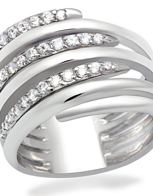 Load image into Gallery viewer, LO2075 - Rhodium Brass Ring with AAA Grade CZ in Clear - buyzen
