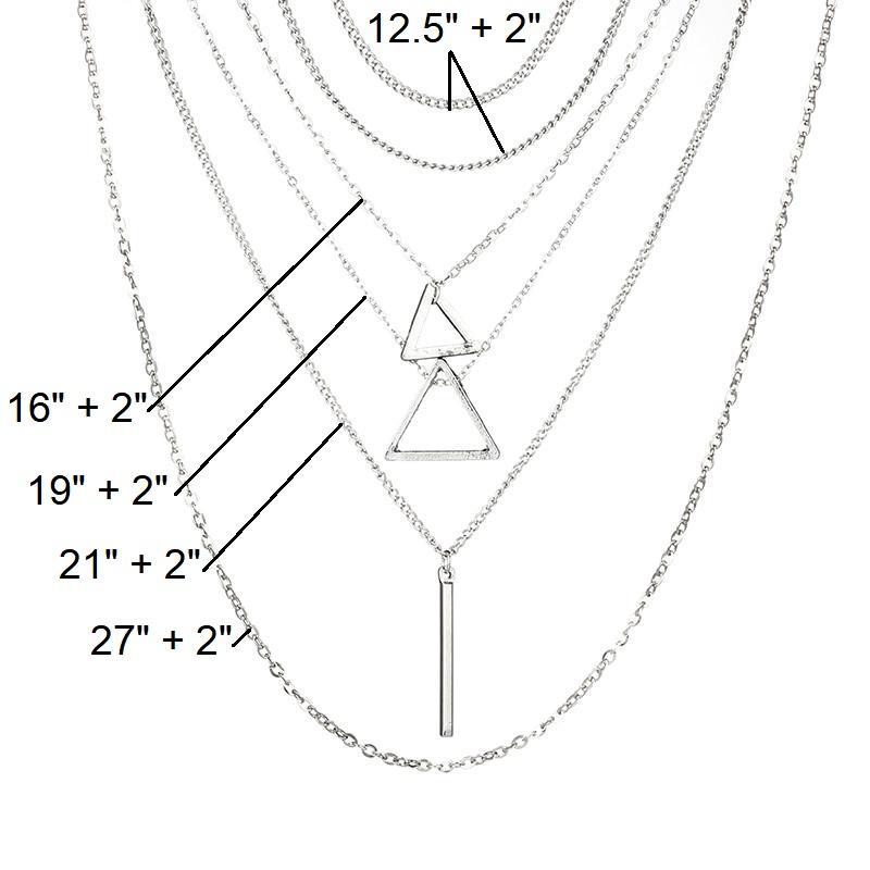 Double Triangle Multilayer Necklace - buyzen