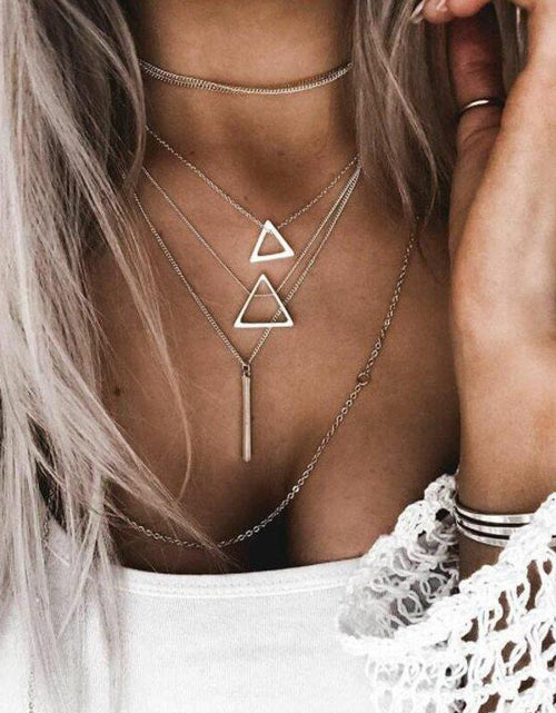 Load image into Gallery viewer, Double Triangle Multilayer Necklace - buyzen
