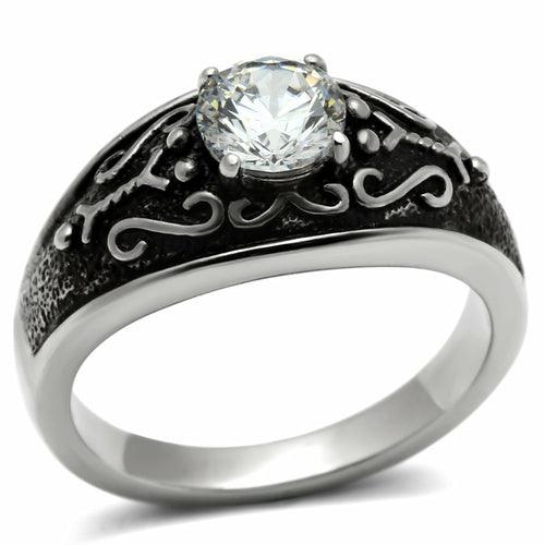 TK373 - High polished (no plating) Stainless Steel Ring with AAA Grade - buyzen